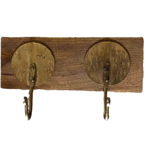 Wood and brass Towel hanger - Picture 1 of 5